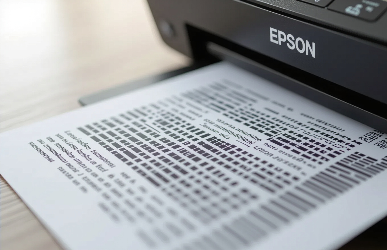 Hình Ảnh Máy In Epson L380 In Ra Bản In Bị Sọc, Mờ Nét Không Rõ Chữ