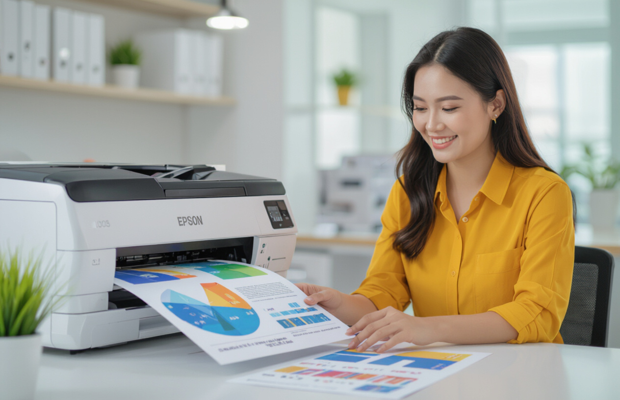 Máy In Epson L8050 Đang In Tài Liệu Màu Sắc Đẹp Sau Khi Sửa Chữa.
