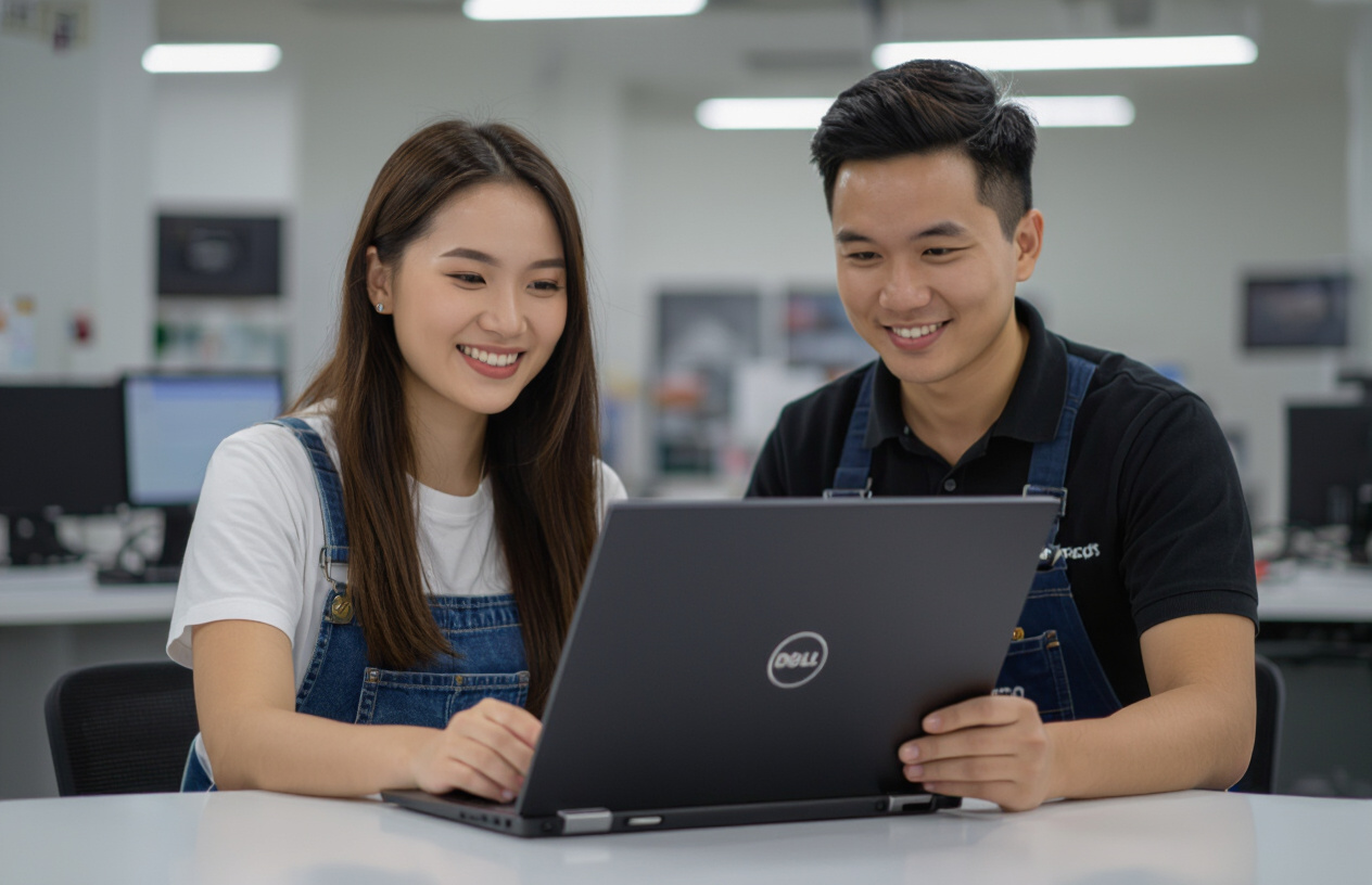 Khách Hàng Tại Bến Tre Vui Vẻ Nhận Lại Laptop Dell Xps 15 Đã Được Sửa Nút Nguồn Hoàn Chỉnh Từ Máy Tính Bến Tre.