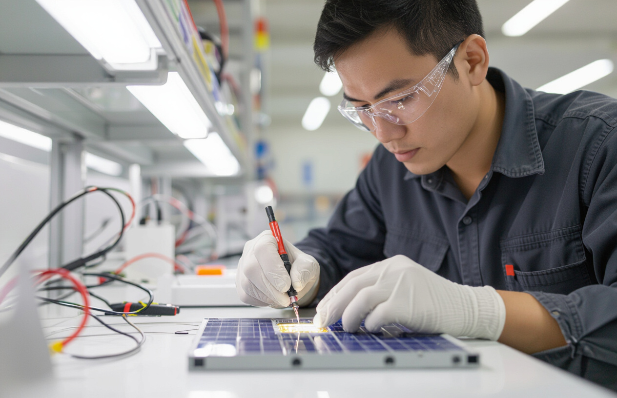 Kỹ Thuật Viên Máy Tính Bến Tre Đang Thay Chip Led Đèn Năng Lượng