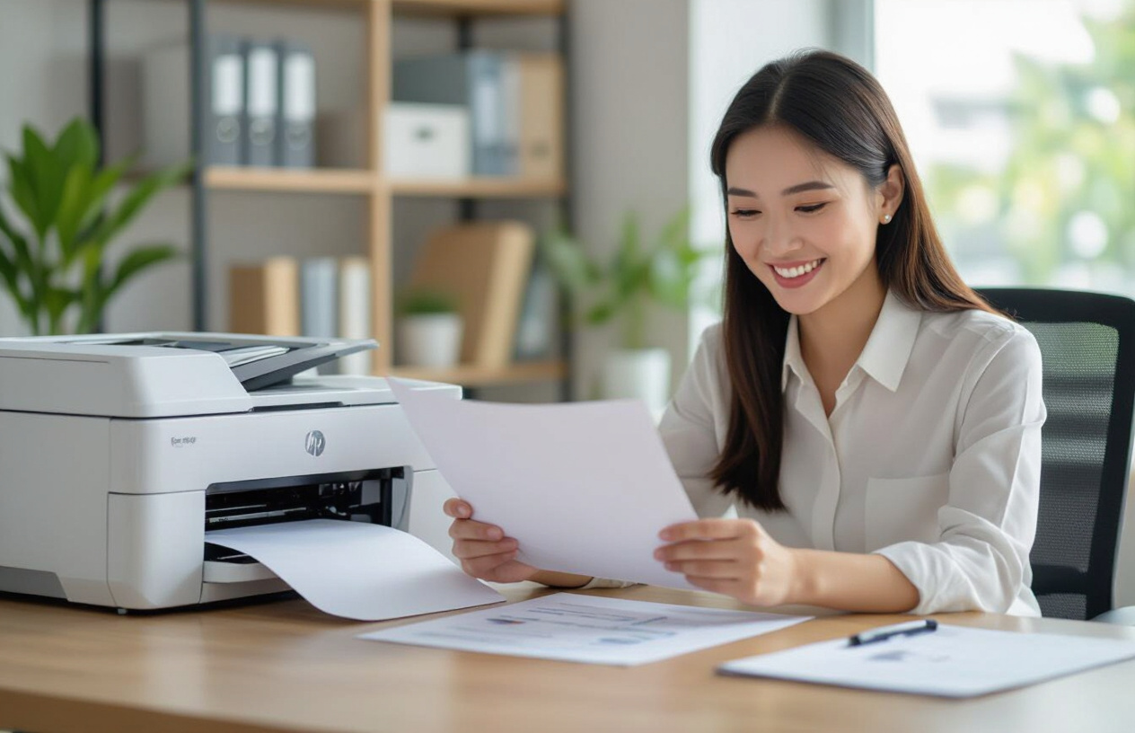 Người Dùng Đang In Tài Liệu Một Cách Trơn Tru Từ Máy In Hp Sau Khi Thay Mực.