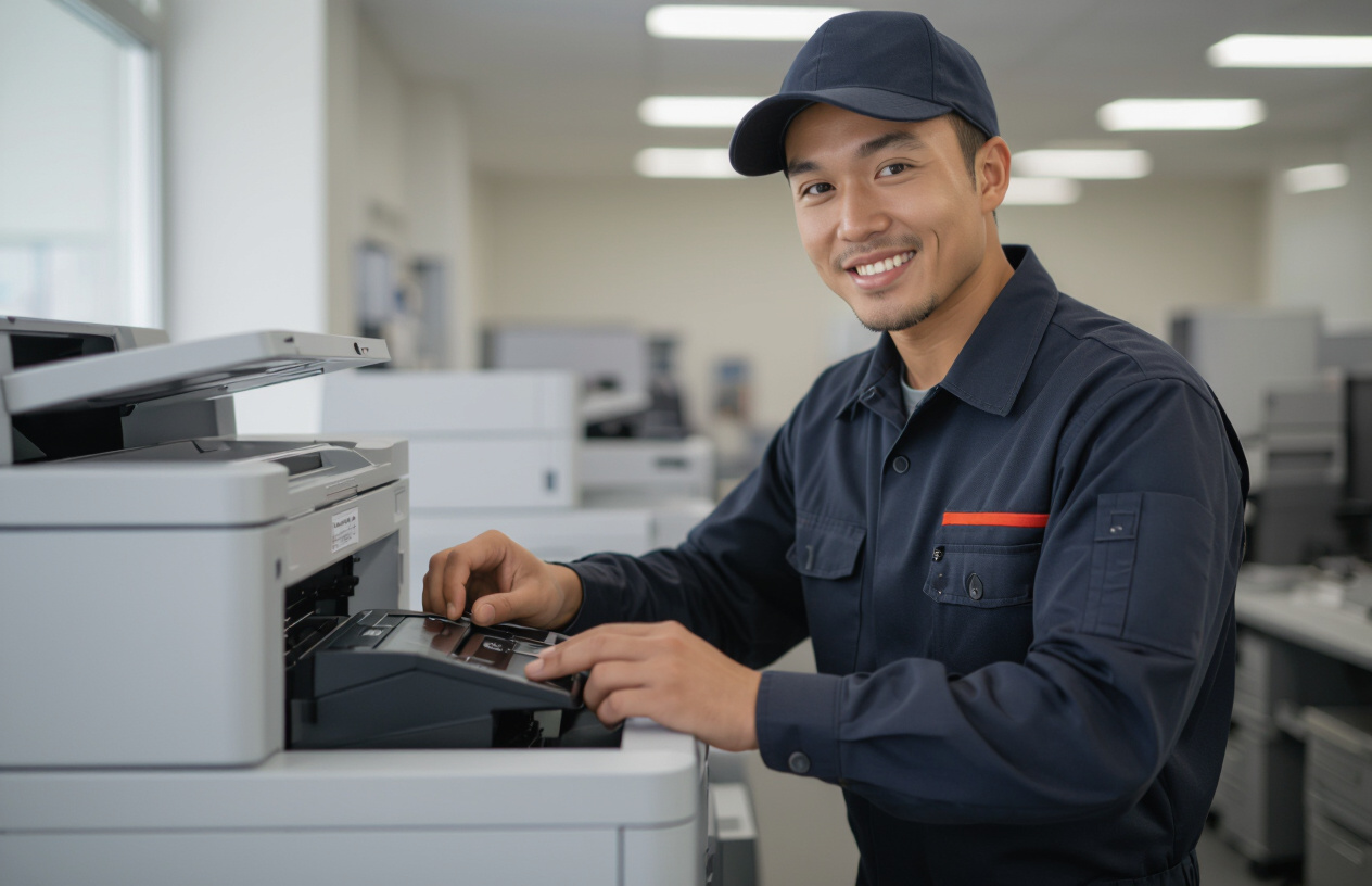 Kỹ Thuật Viên Máy Tính Bến Tre Đang Thay Lô Sấy Máy Photocopy