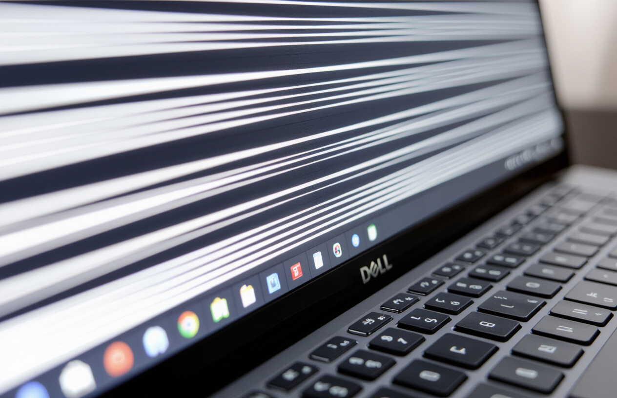Màn Hình Laptop Dell Hiển Thị Rõ Các Đường Sọc Ngang, Minh Họa Sự Cố.