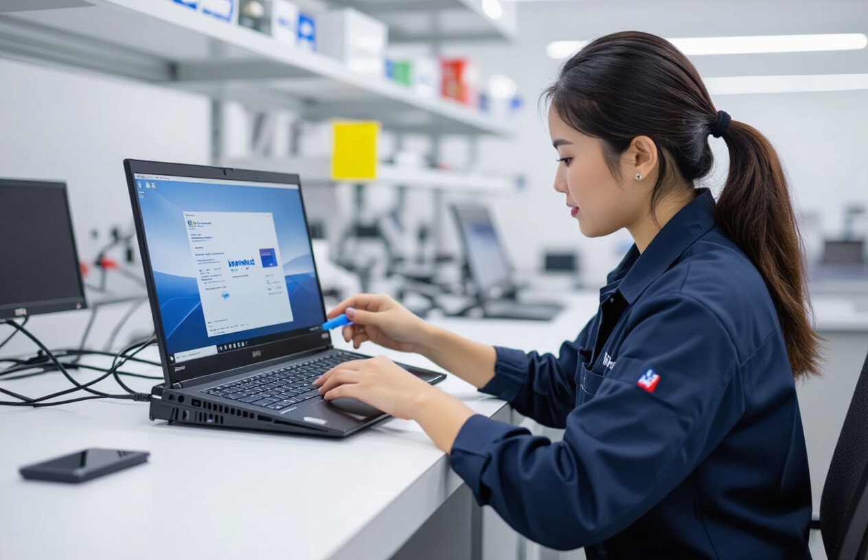 Kỹ Thuật Viên Đang Lắp Màn Hình Mới Cho Laptop Lenovo Thinkpad X1 Carbon Tại Bến Tre