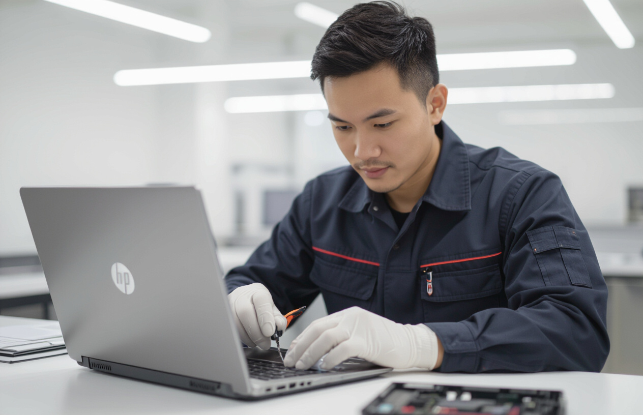 Kỹ Thuật Viên Máy Tính Bến Tre Đang Cẩn Thận Tháo Lắp Vỏ Laptop Hp Pavilion 14.