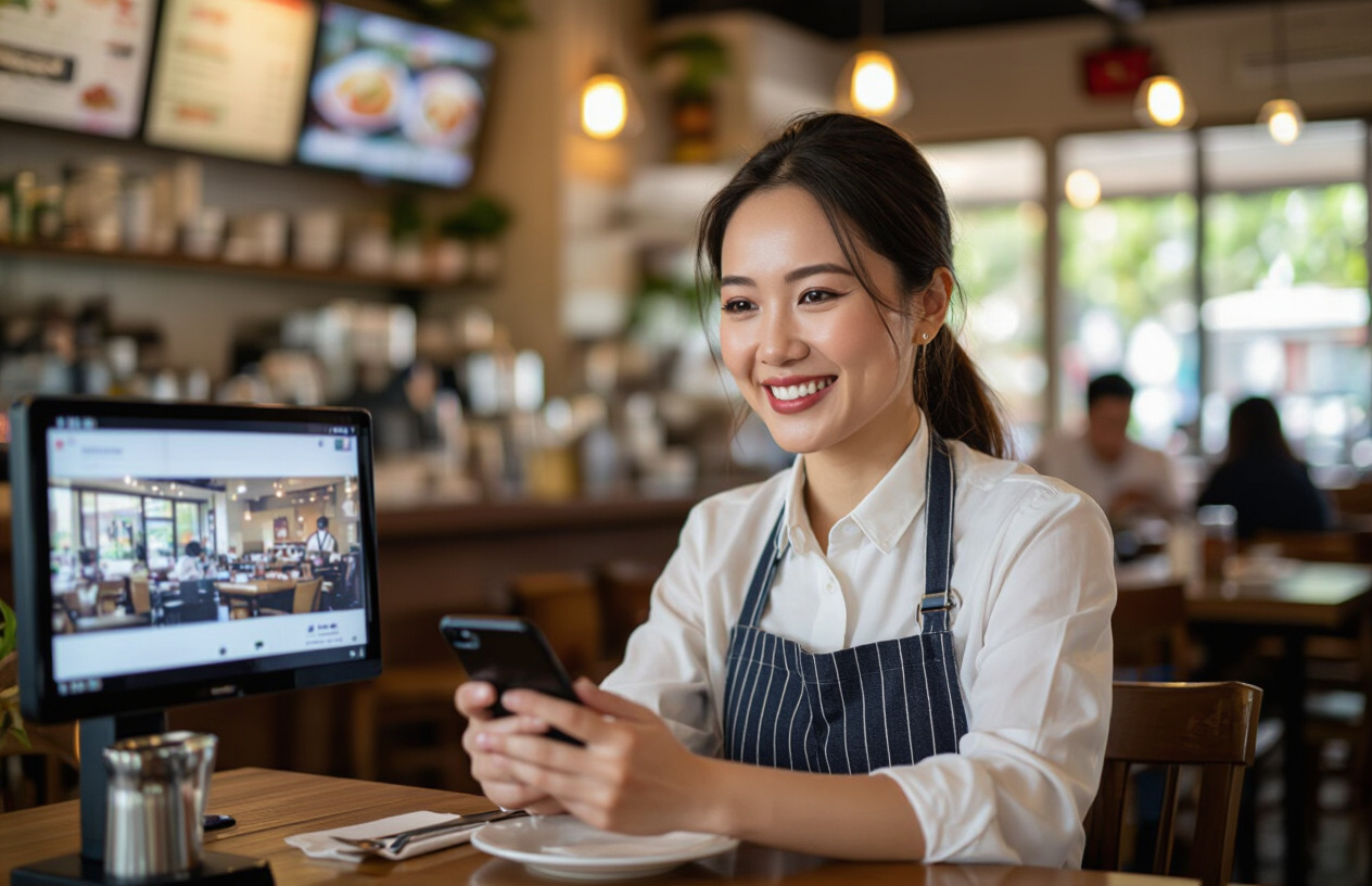 Chủ Nhà Hàng Ở Bến Tre Theo Dõi Camera Giám Sát Trên Điện Thoại Thông Minh.