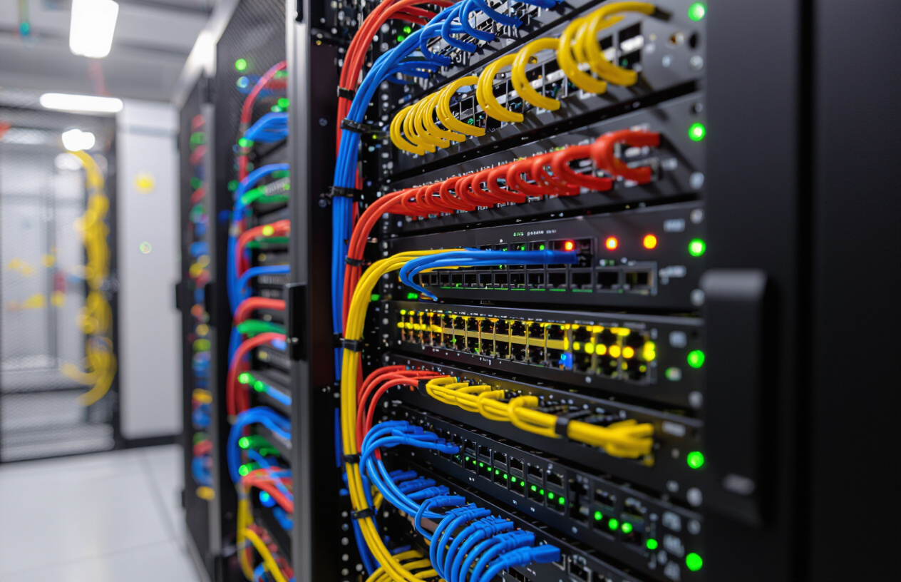 Tủ Rack Mạng Và Thiết Bị Điện Nhẹ Chuyên Nghiệp Trong Nhà Máy.