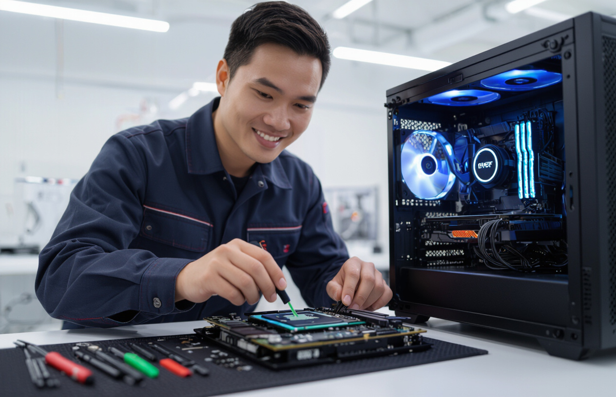 Kỹ Thuật Viên Của Máy Tính Bến Tre Đang Vệ Sinh Và Nâng Cấp Một Pc Gaming Tại Bến Tre.