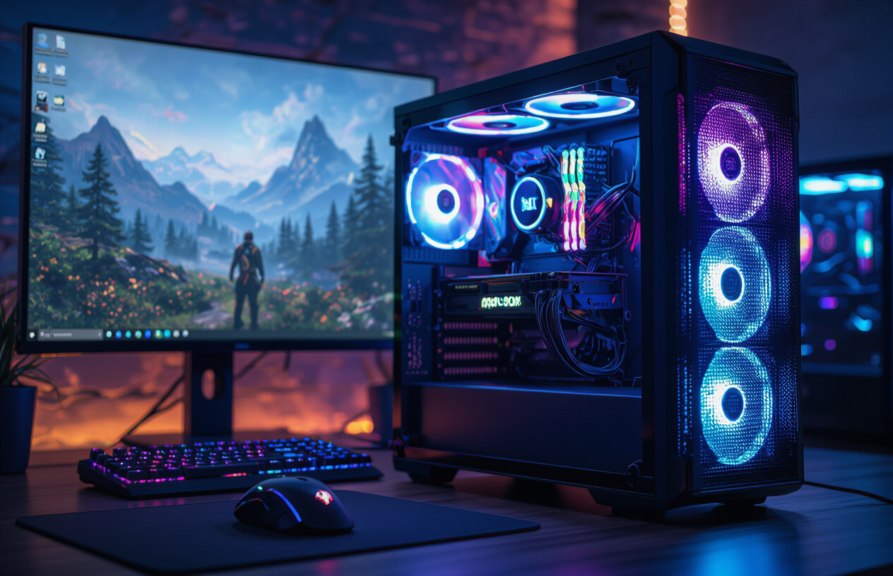 Một Chiếc Pc Gaming Cấu Hình Mạnh Mẽ Với Đèn Rgb Lung Linh, Sẵn Sàng Cho Mọi Tựa Game.