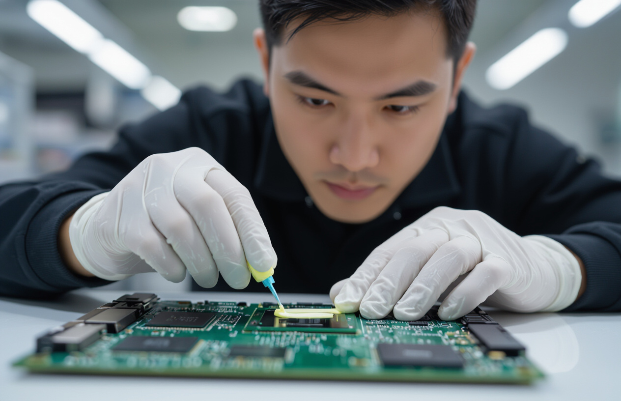 Kỹ Thuật Viên Chuyên Nghiệp Tra Keo Tản Nhiệt Mới Cho Macbook Pro M1.