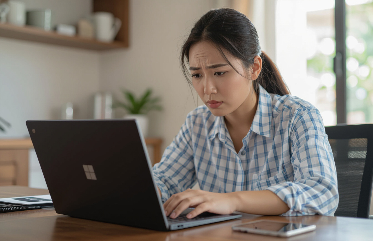 Người Dùng Việt Nam Đang Làm Việc Trên Laptop Bị Nóng Và Chậm.