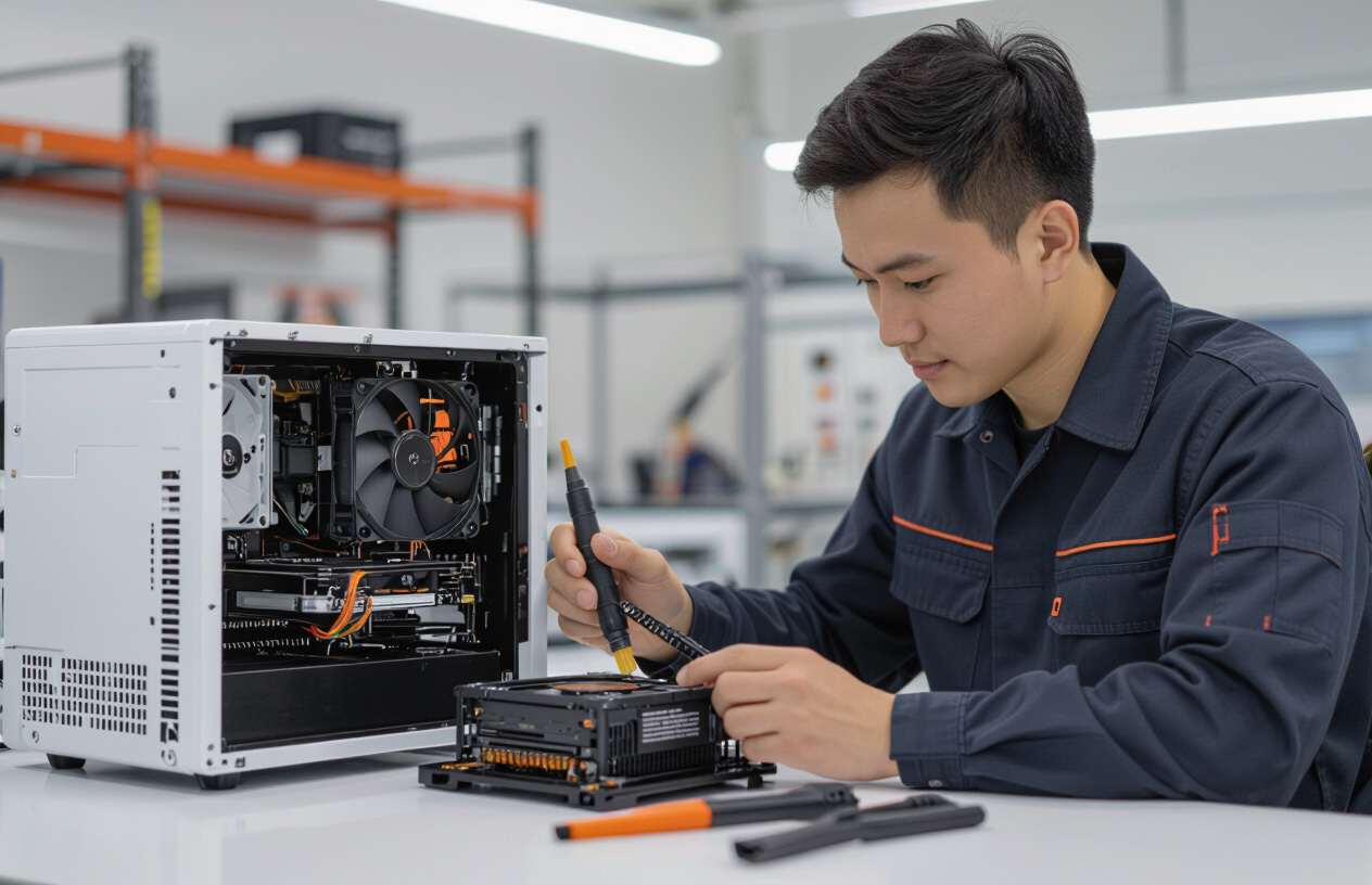 Kỹ Thuật Viên Của Máy Tính Bến Tre Đang Tháo Lắp Và Vệ Sinh Quạt Tản Nhiệt Cpu Cho Máy Tính Pc Một Cách Cẩn Thận Và Ch