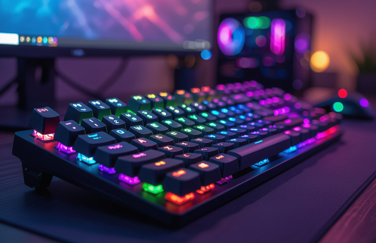 Bàn Phím Cơ E-Dra Ek387 Với Đèn Rgb Sáng Rực Trên Bàn Gaming.