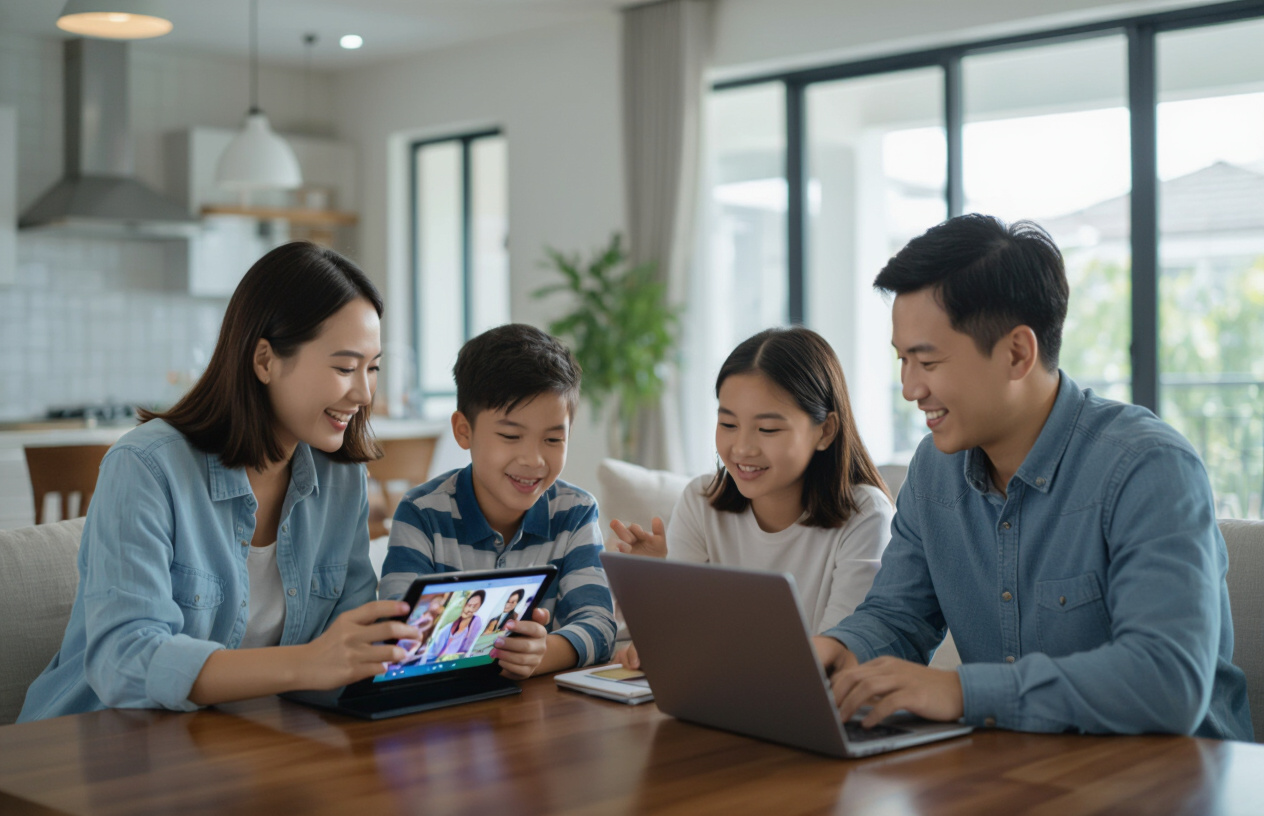 Gia Đình Việt Nam Hạnh Phúc Kết Nối Internet Mượt Mà Nhờ Wifi Mesh.
