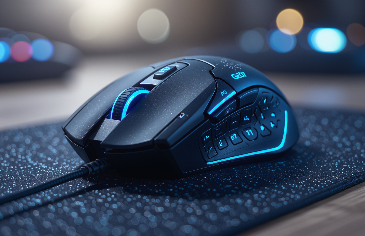 Hình Ảnh Cận Cảnh Chuột Gaming Logitech G402 Hyperion Fury Với Các Nút Chức Năng Và Đèn Led.