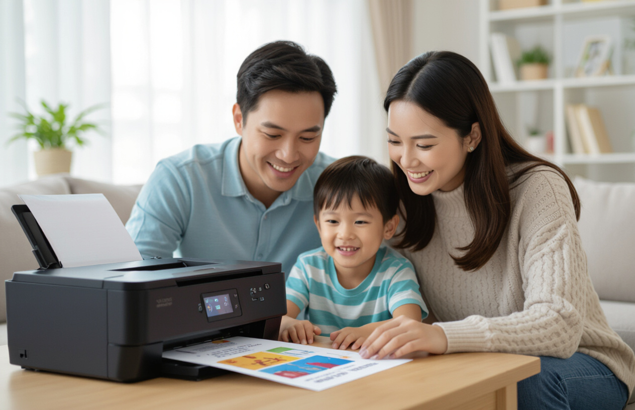 Gia Đình Việt Nam Hạnh Phúc In Ảnh Và Tài Liệu Màu Tại Nhà Với Máy In Epson.