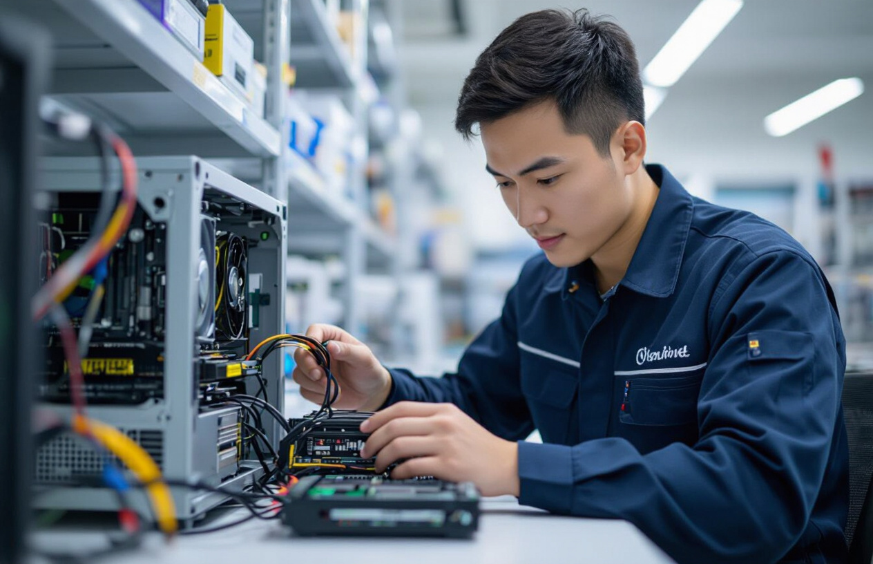 Kỹ Thuật Viên Máy Tính Bến Tre Đang Lắp Đặt Nguồn Máy Tính Cho Khách Hàng