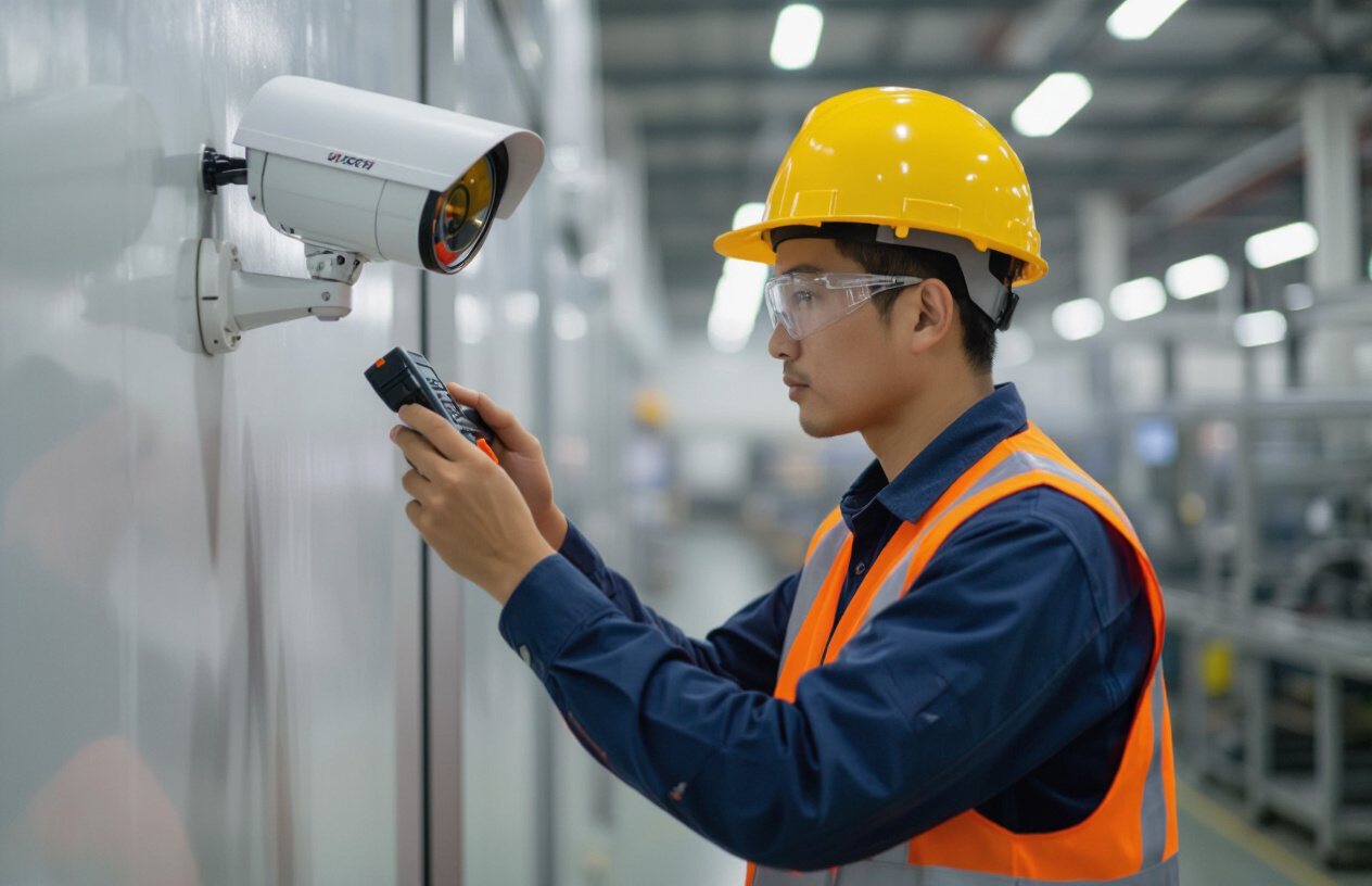 Kỹ Thuật Viên Máy Tính Bến Tre Kiểm Tra Camera An Ninh Nhà Xưởng.