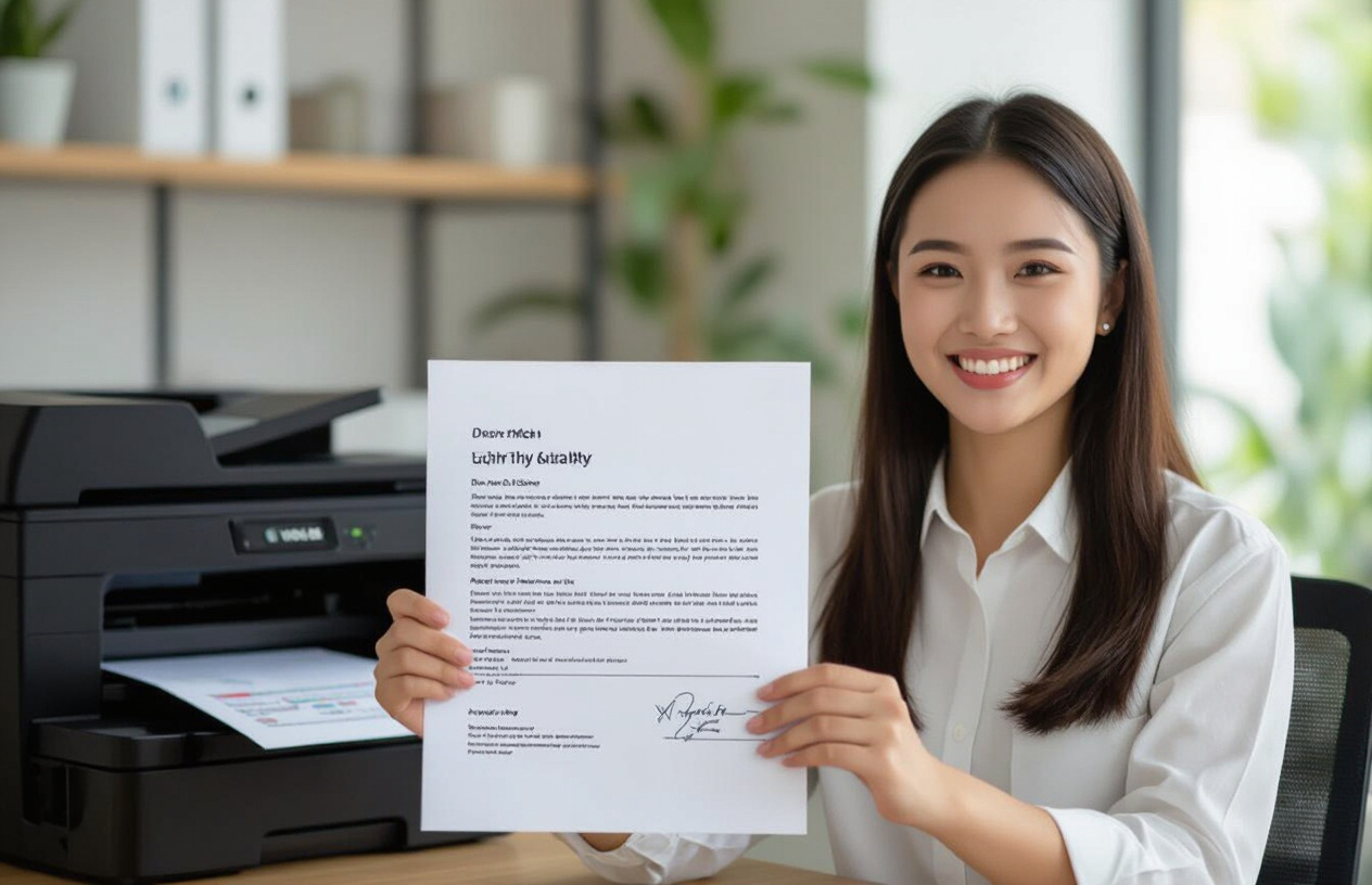 Khách Hàng Hài Lòng Với Chất Lượng Bản In Rõ Nét Sau Khi Được Bơm Mực Bởi Máy Tính Bến Tre.