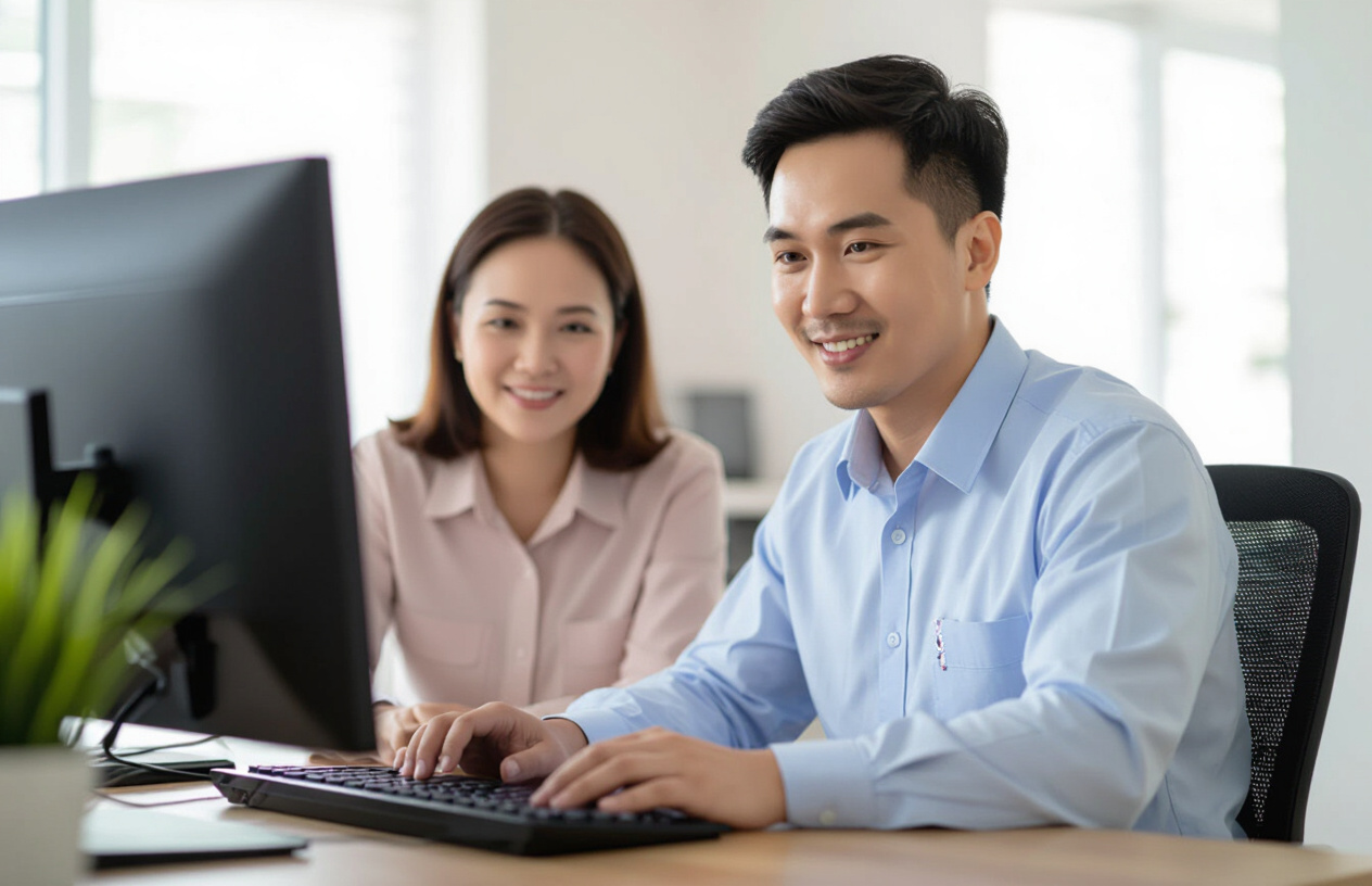 Kỹ Thuật Viên Chuyên Nghiệp Tại Bến Tre Đang Hỗ Trợ Cài Đặt Phần Mềm Máy Tính.