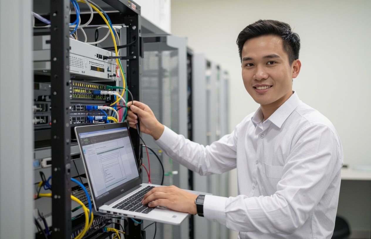 Kỹ Sư Máy Tính Bến Tre Đang Cài Đặt Máy Chủ Ftp Cho Doanh Nghiệp.