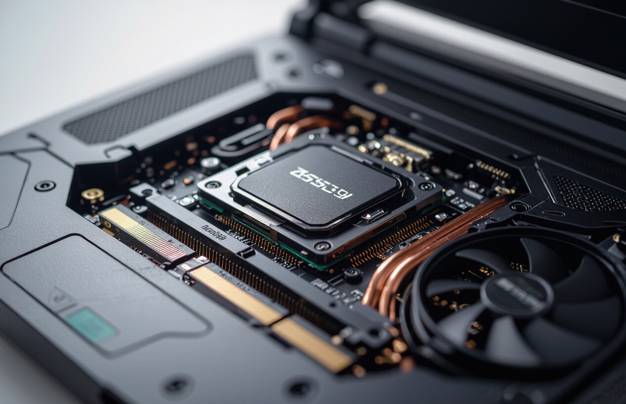 Cận Cảnh Chip Xử Lý Đồ Họa (Gpu) Và Quạt Tản Nhiệt Của Một Chiếc Laptop Gaming.