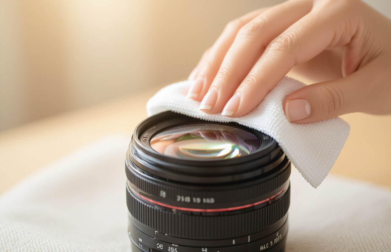 Một Bàn Tay Nhẹ Nhàng Lau Sạch Ống Kính Camera An Ninh Bị Mờ.