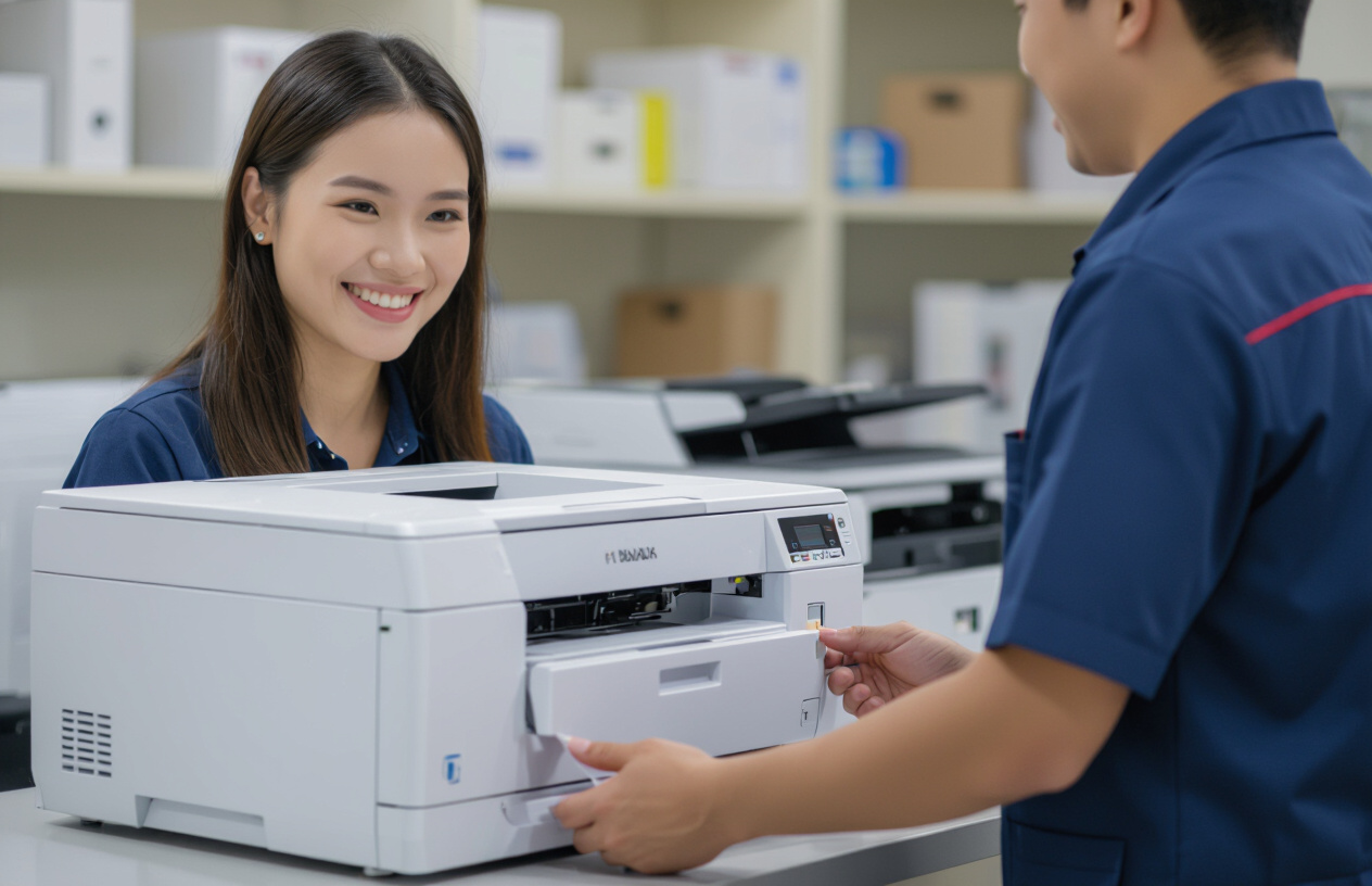 Khách Hàng Hài Lòng Nhận Lại Máy In Laser Màu Đã Được Sửa Chữa Tại Bến Tre.