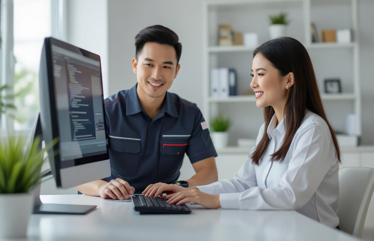 Kỹ Thuật Viên Máy Tính Bến Tre Đang Sửa Chữa Máy Tính Tại Nhà Khách Hàng Ở Bến Tre Một Cách Chuyên Nghiệp.