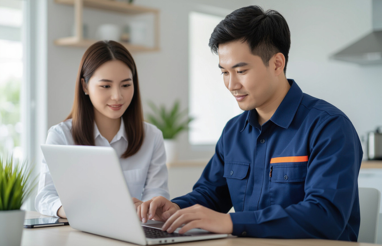 Kỹ Thuật Viên Máy Tính Bến Tre Đang Kiểm Tra Laptop Cho Khách Hàng.