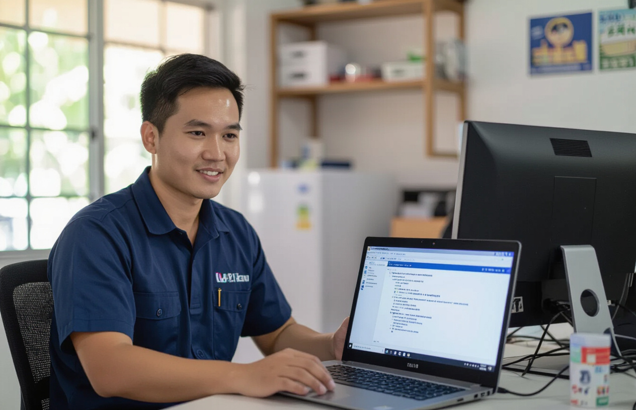 Kỹ Thuật Viên Máy Tính Bến Tre Đang Khắc Phục Lỗi Font Chữ Chuyên Nghiệp.