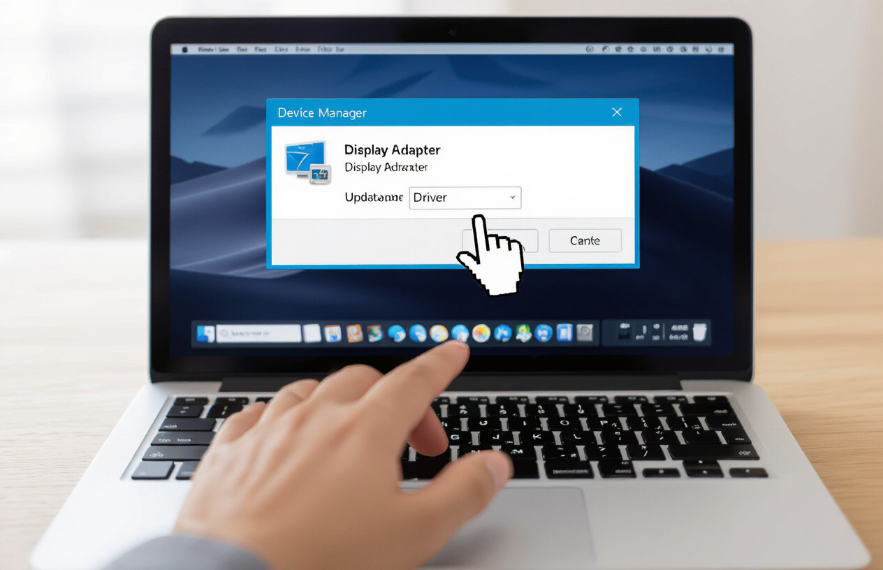 Người Dùng Đang Cập Nhật Driver Card Màn Hình Trên Laptop Để Khắc Phục Lỗi Không Điều Chỉnh Được Độ Sáng.