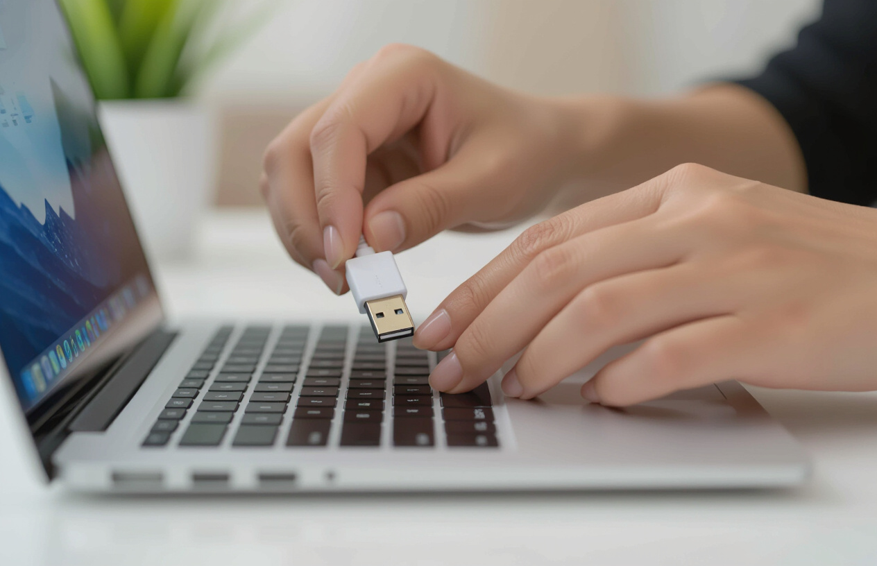 Người Dùng Máy Tính Tại Bến Tre Đang Kiểm Tra Cổng Usb Trên Laptop.