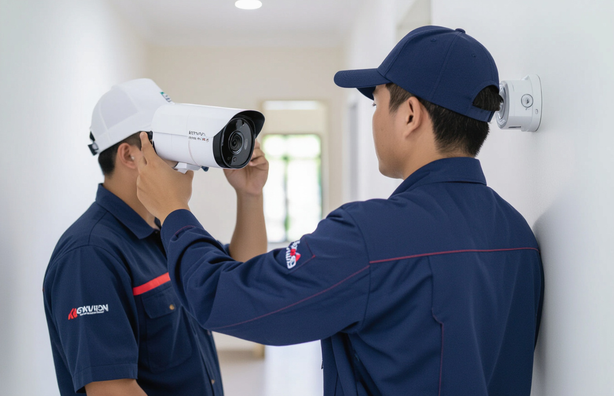 Kỹ Thuật Viên Máy Tính Bến Tre Đang Lắp Đặt Camera Ip Hikvision Tại Thạnh Phước, Bình Đại.