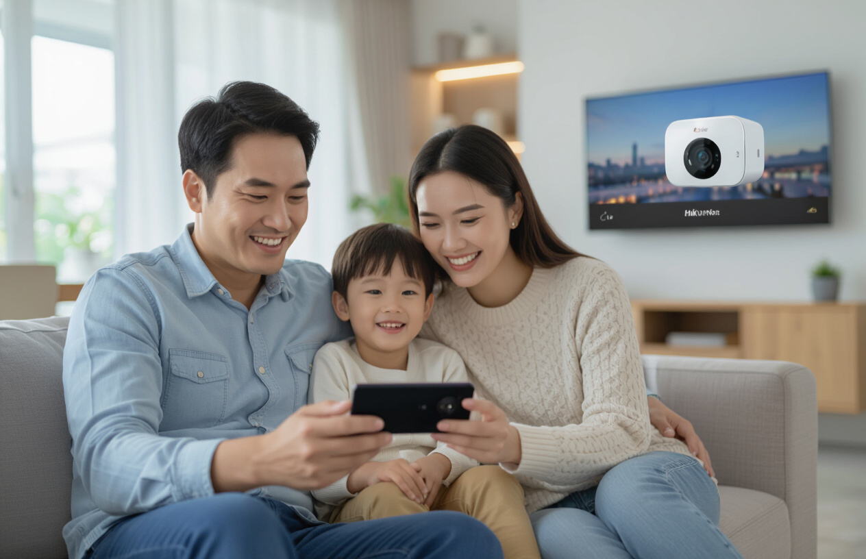 Gia Đình Việt Nam An Tâm Theo Dõi Hình Ảnh Camera 4Mp Trên Điện Thoại Và Màn Hình Tại Nhà.