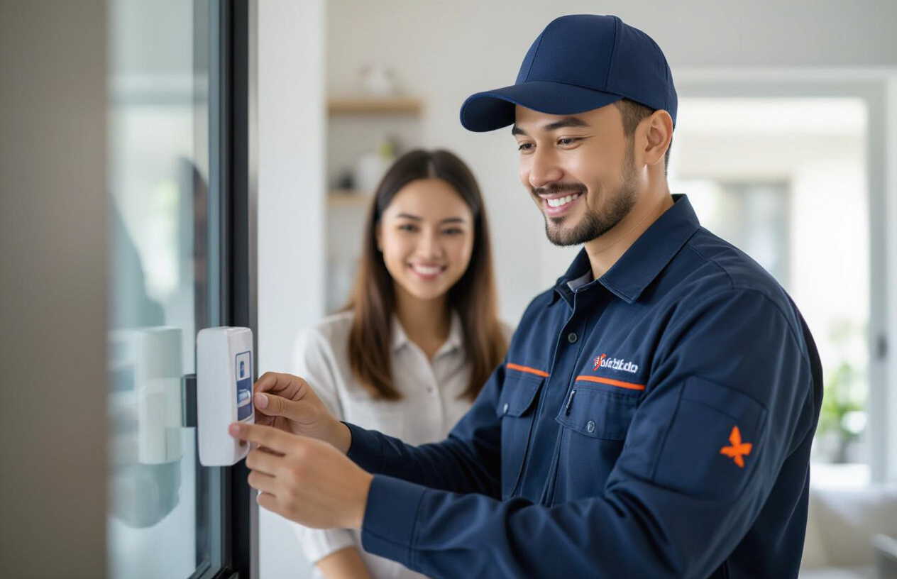 Kỹ Thuật Viên Maytinhbentre.Com Đang Lắp Đặt Hệ Thống Báo Trộm Chuyên Nghiệp.