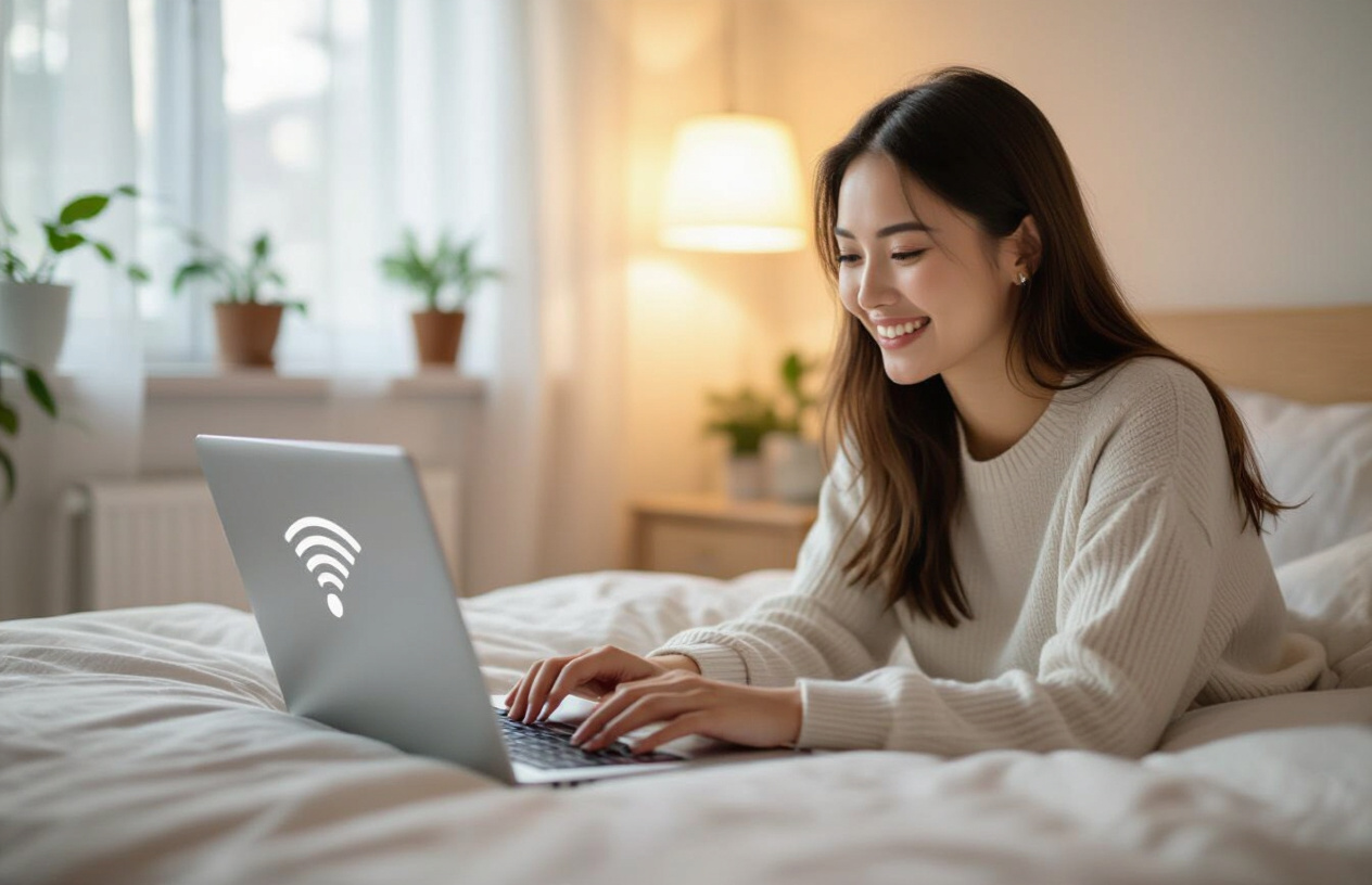 Gia Đình Việt Nam Vui Vẻ Sử Dụng Internet Tốc Độ Cao Nhờ Powerline Adapter.