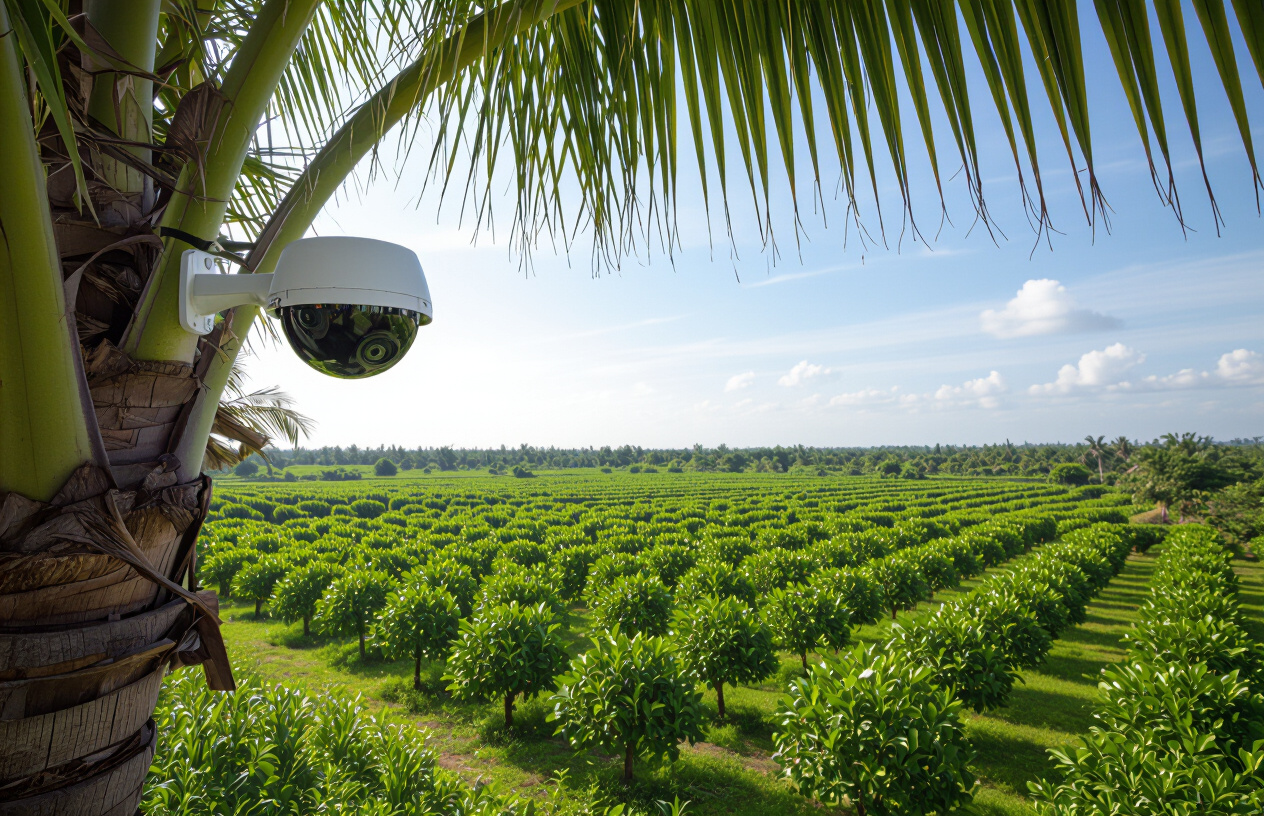 Hệ Thống Camera Giám Sát Hiện Đại Bảo Vệ Vườn Dừa Tại Bến Tre.