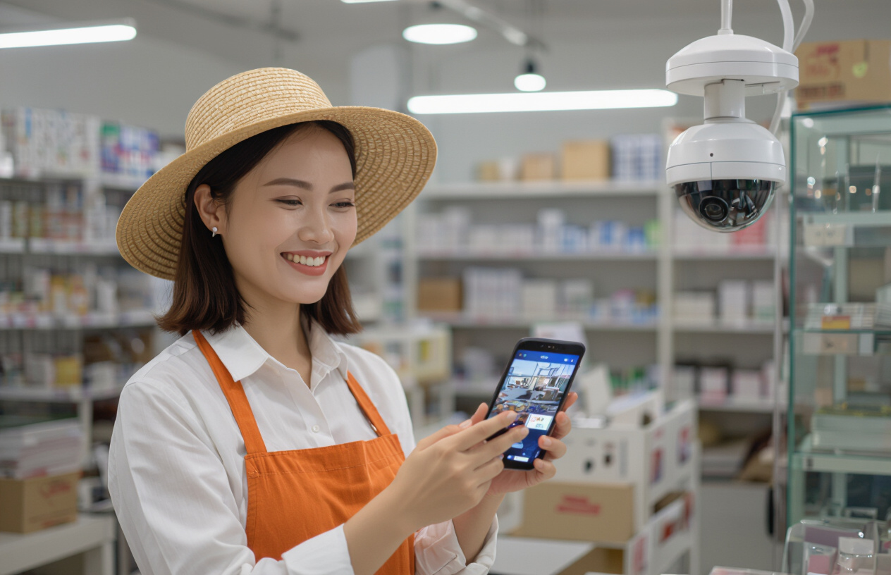 Chủ Cửa Hàng Tại Bến Tre Xem Lại Hình Ảnh Từ Camera Giám Sát Trên Điện Thoại Thông Minh.