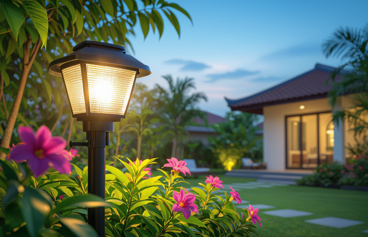 Lắp Đèn Năng Lượng Mặt Trời 200W Tại Sân Vườn Thạnh Phú Bến Tre