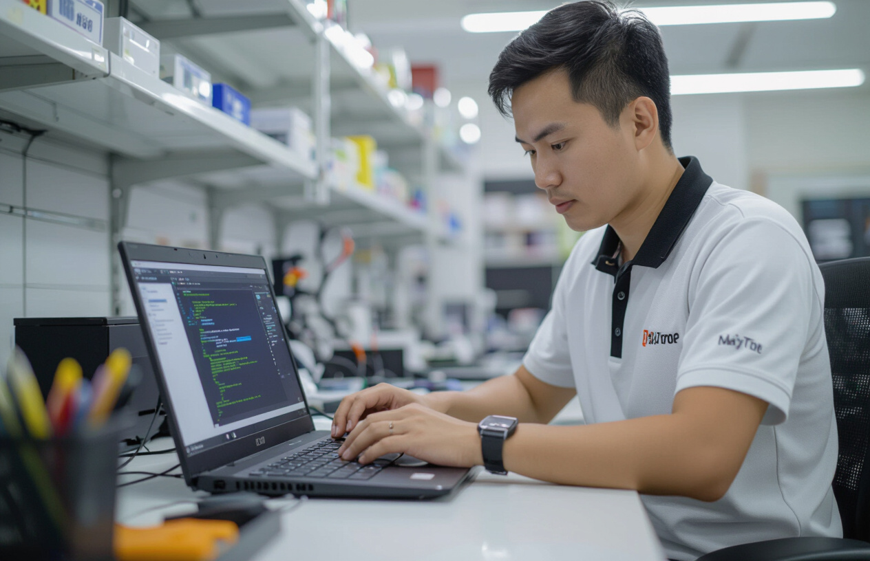 Kỹ Thuật Viên Máy Tính Bến Tre Đang Kiểm Tra Và Cài Đặt Driver Âm Thanh Cho Laptop.