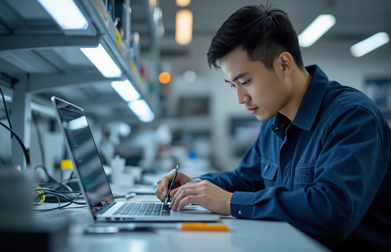 Kỹ Thuật Viên Chuyên Nghiệp Tại Máy Tính Bến Tre Kiểm Tra Màn Hình Laptop.
