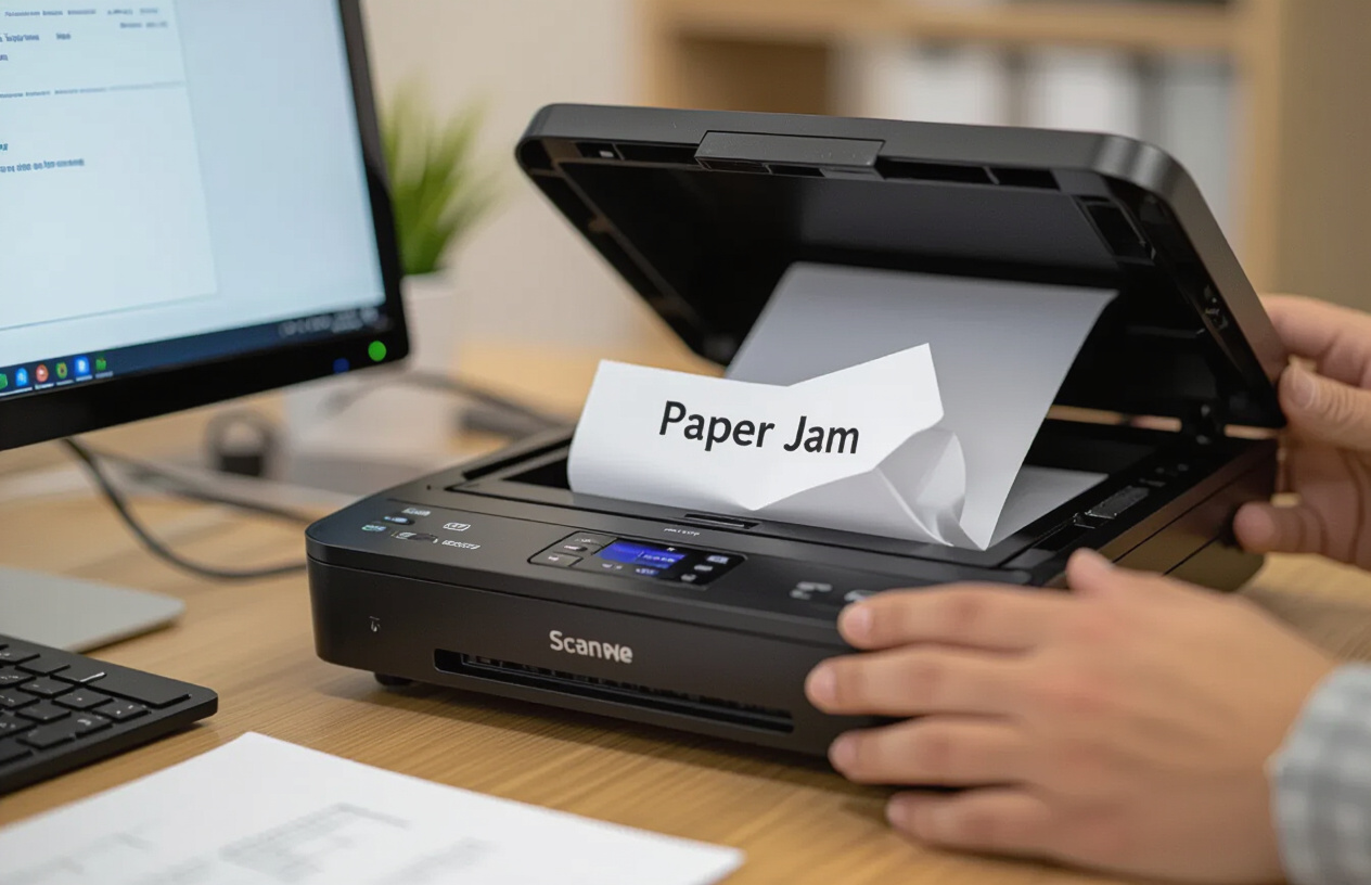Màn Hình Báo Lỗi Kẹt Giấy Máy Scan.