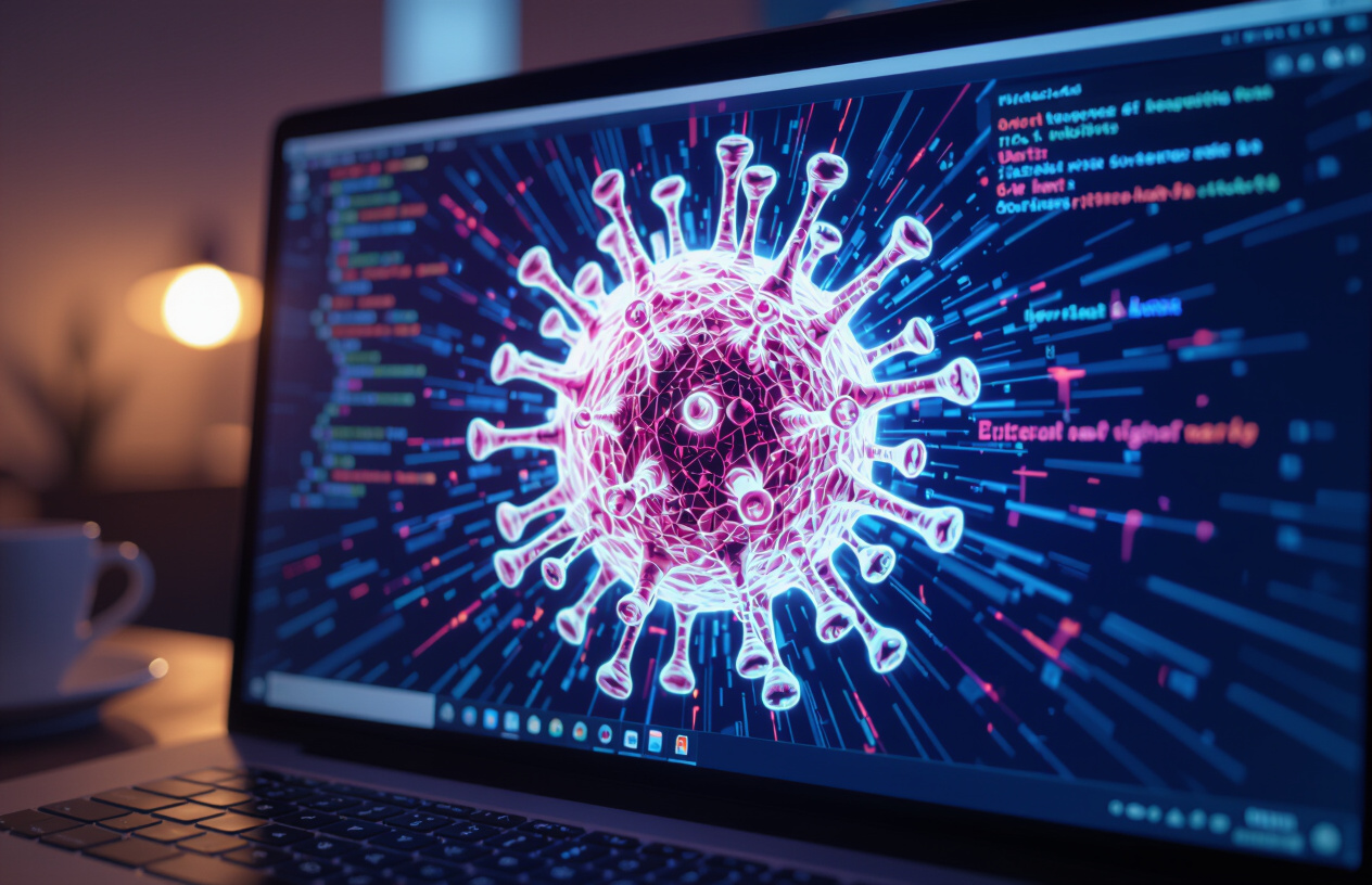 Hình Ảnh Máy Tính Bị Nhiễm Virus Nặng, Màn Hình Lỗi Và Chậm Chạp.