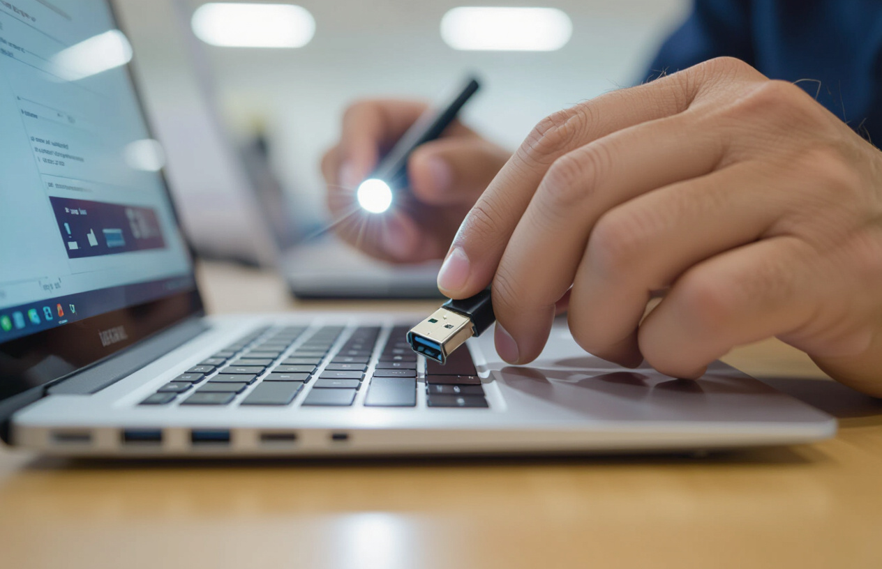 Kỹ Thuật Viên Đang Kiểm Tra Cổng Usb Trên Máy Tính Xách Tay