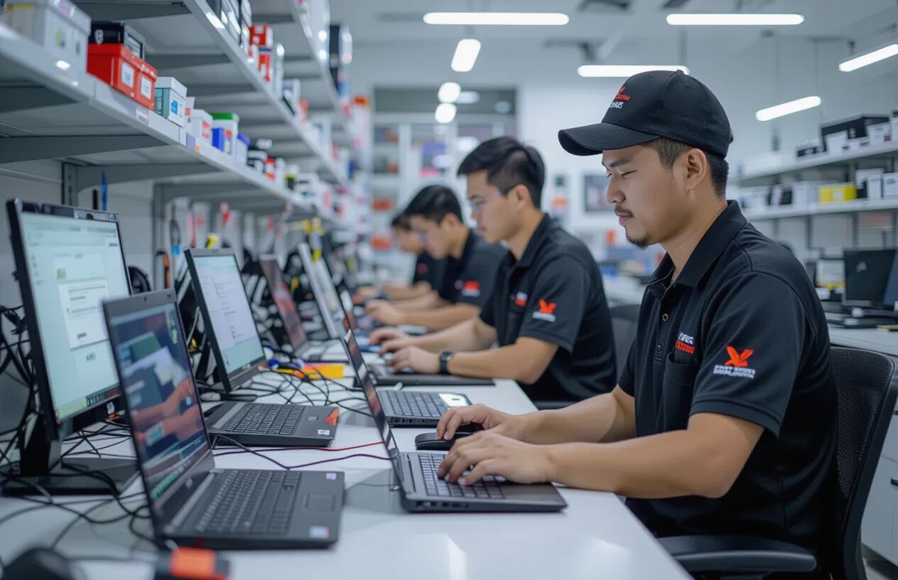 Đội Ngũ Kỹ Thuật Viên Máy Tính Bến Tre Đang Làm Việc Chuyên Nghiệp Tại Trung Tâm Sửa Chữa