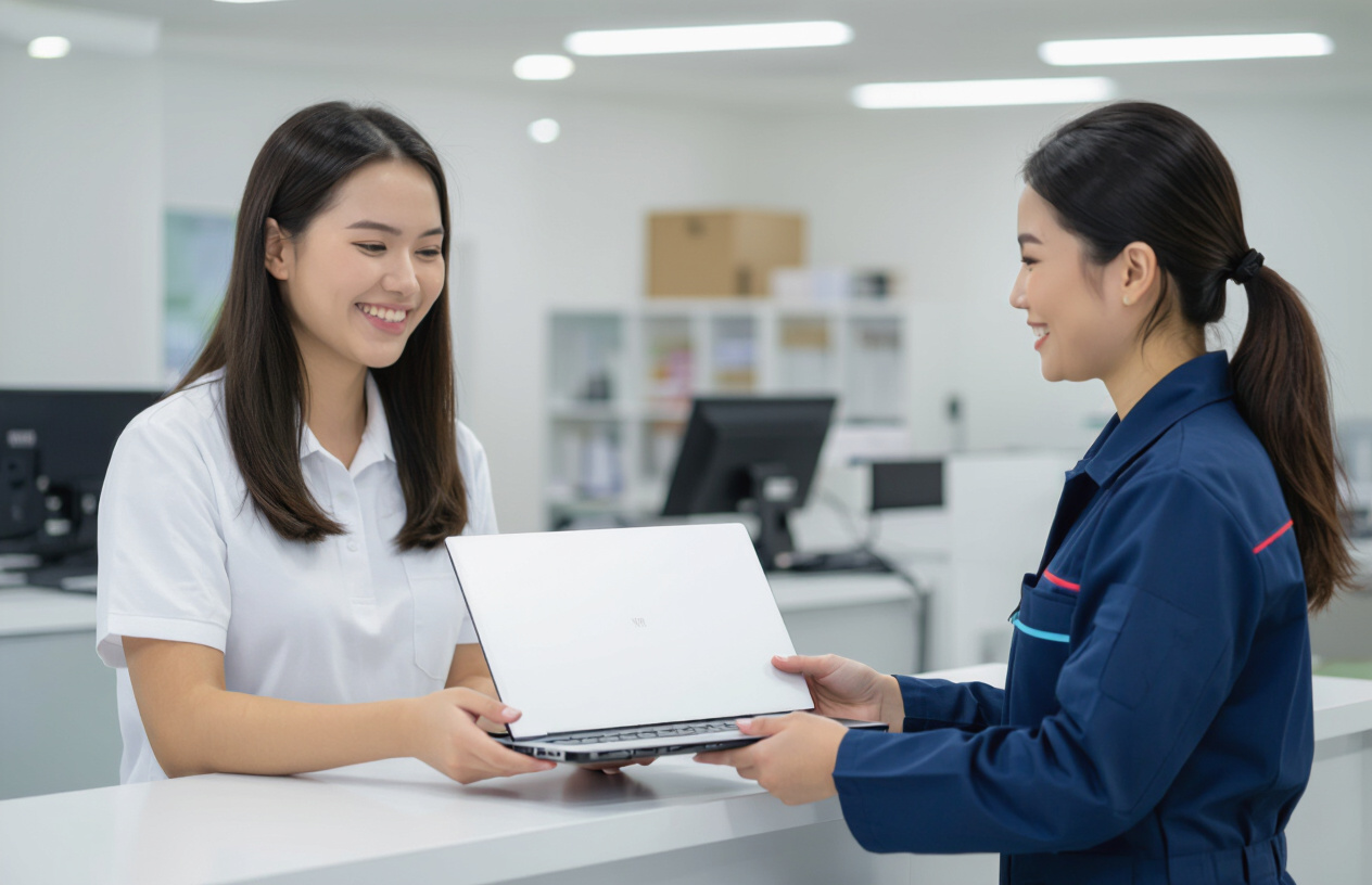 Khách Hàng Tại Bến Tre Vui Vẻ Nhận Lại Máy Tính Đã Được Sửa Chữa Từ Máy Tính Bến Tre.