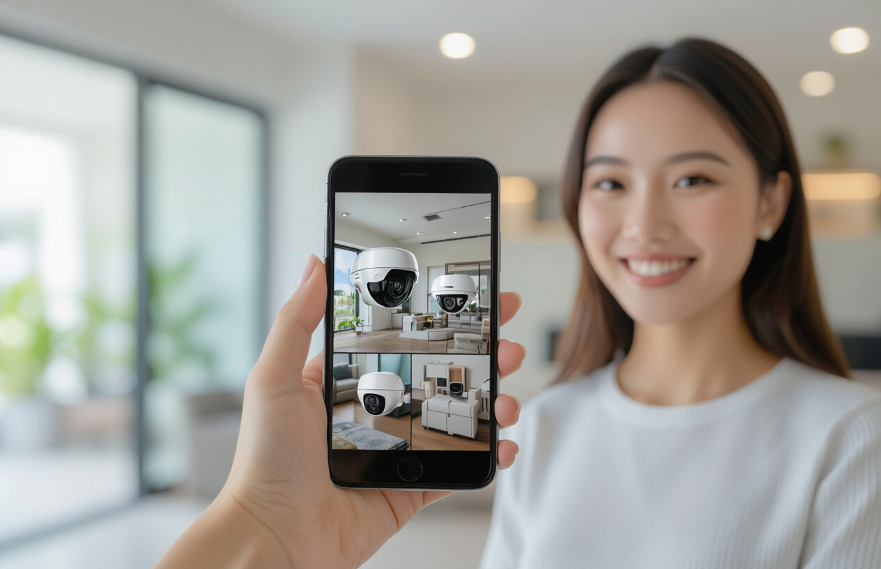 Hệ Thống Camera An Ninh Ip Hiện Đại Được Giám Sát Trên Điện Thoại.
