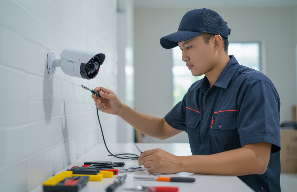 Kỹ Thuật Viên Máy Tính Bến Tre Đang Cài Đặt Camera Ip.