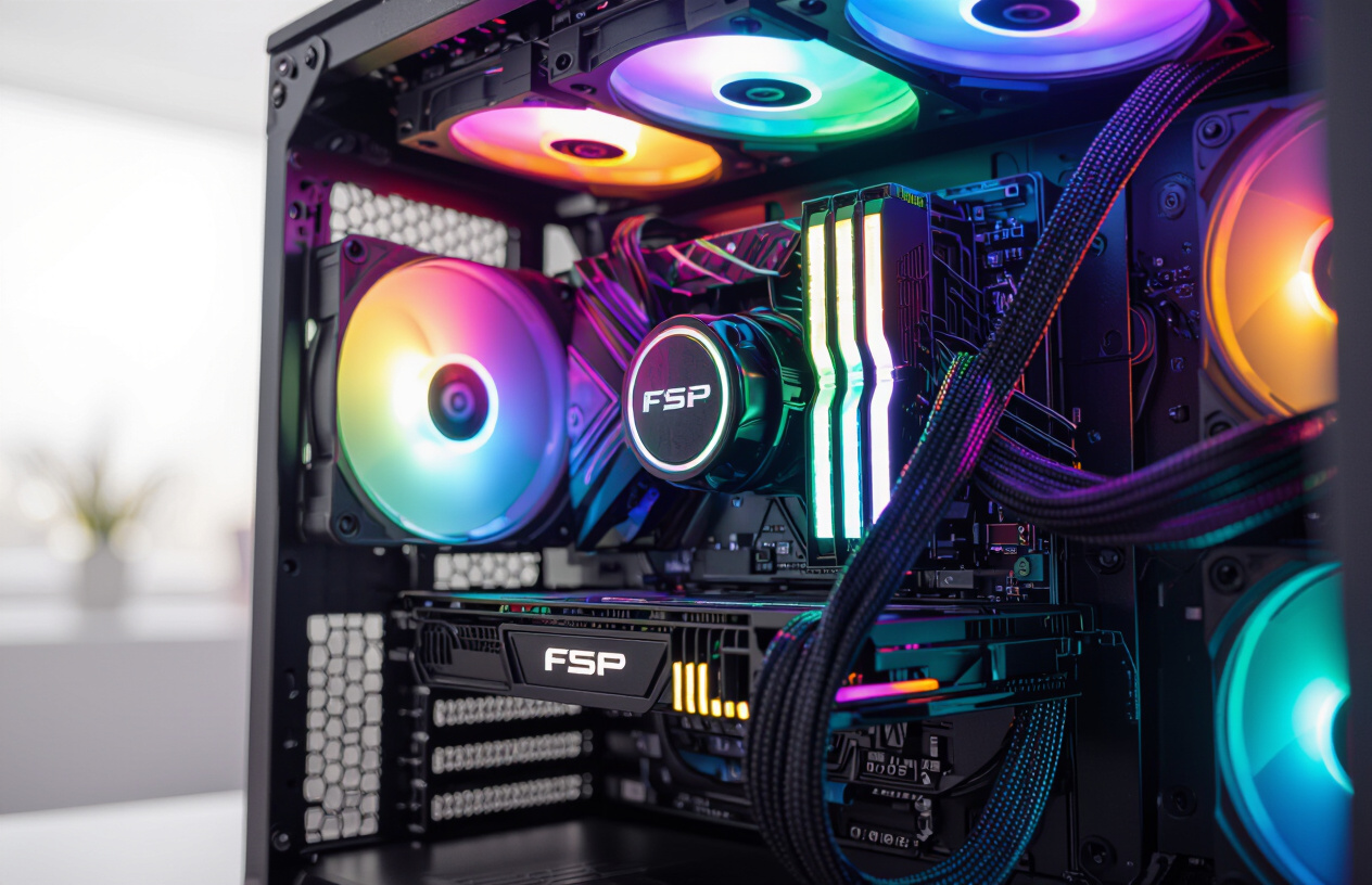 Cận Cảnh Nguồn Fsp Hydro G Pro Được Lắp Đặt Gọn Gàng Trong Vỏ Máy Tính, Với Hệ Thống Dây Cáp Được Đi Dây Tỉ Mỉ Bởi Kỹ
